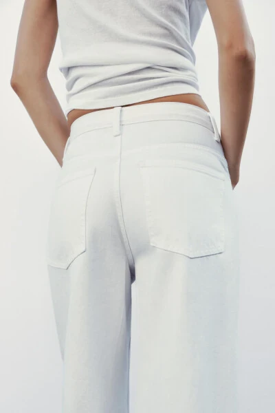 HIGH WAISTED CROSSOVER TRF WIDE LEG JEAN - White - 7