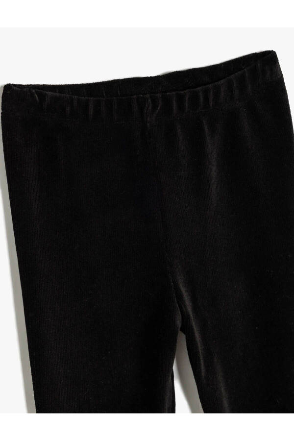 High waisted, elastic basic velvet leggings. - 3