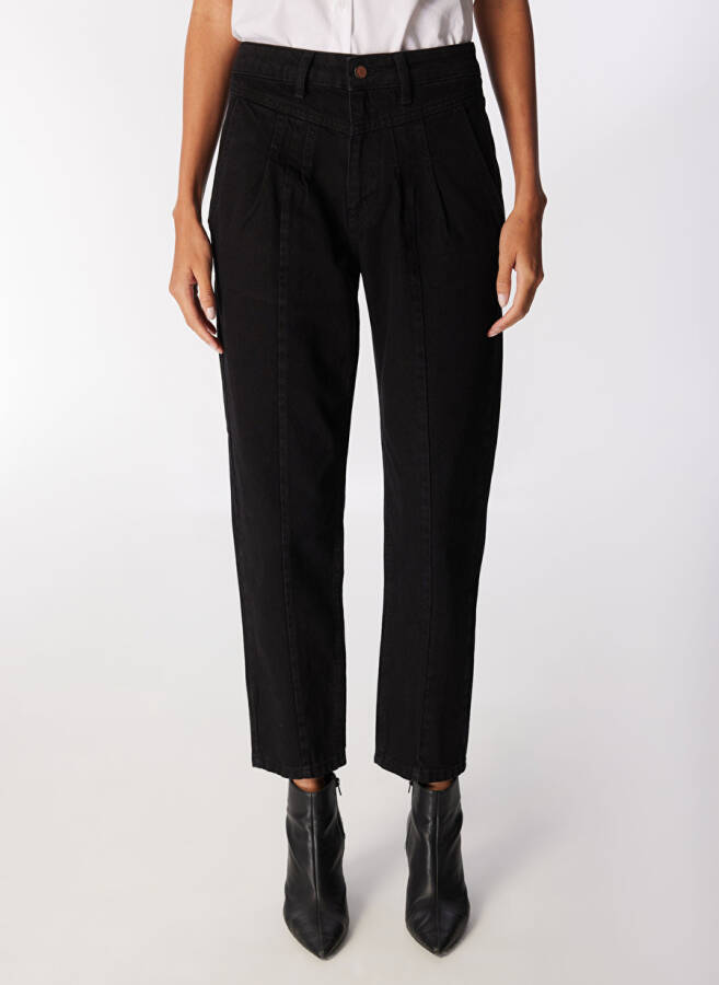 High Waisted Mom Fit Black Women's Pants - 4