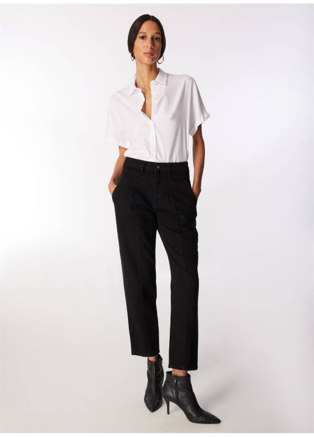 High Waisted Mom Fit Black Women's Pants - 7