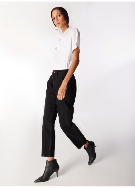 High Waisted Mom Fit Black Women's Pants - 8