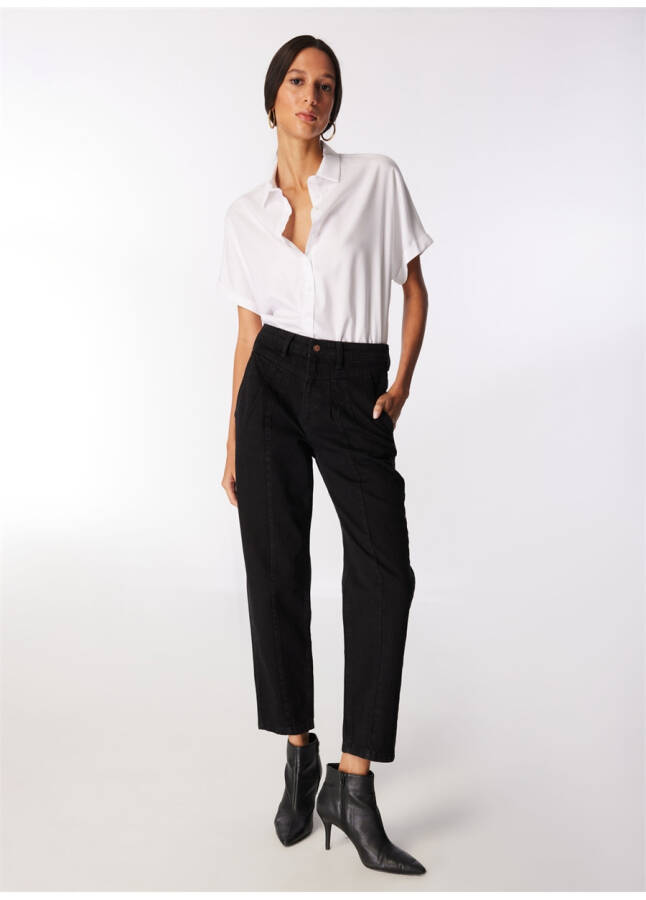 High Waisted Mom Fit Black Women's Pants - 9