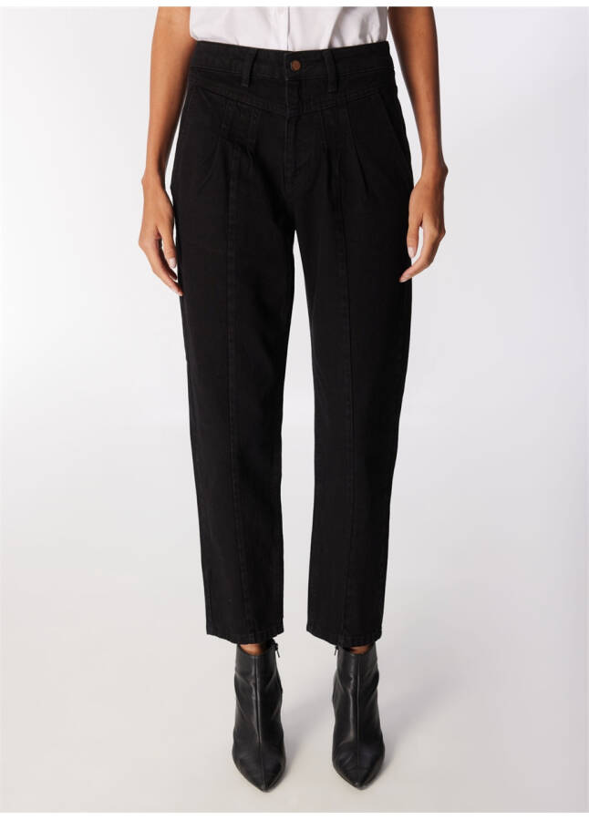 High Waisted Mom Fit Black Women's Pants - 10