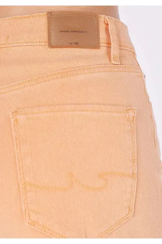 High waisted, open orange mini shorts. - 6