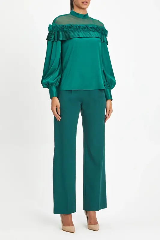 High Waisted Petroleum Classic Trousers 39808 - 1