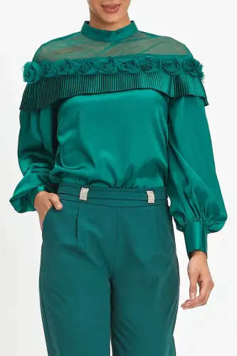 High Waisted Petroleum Classic Trousers 39808 - 4