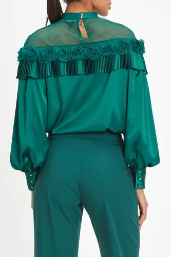 High Waisted Petroleum Classic Trousers 39808 - SERPİL (1)