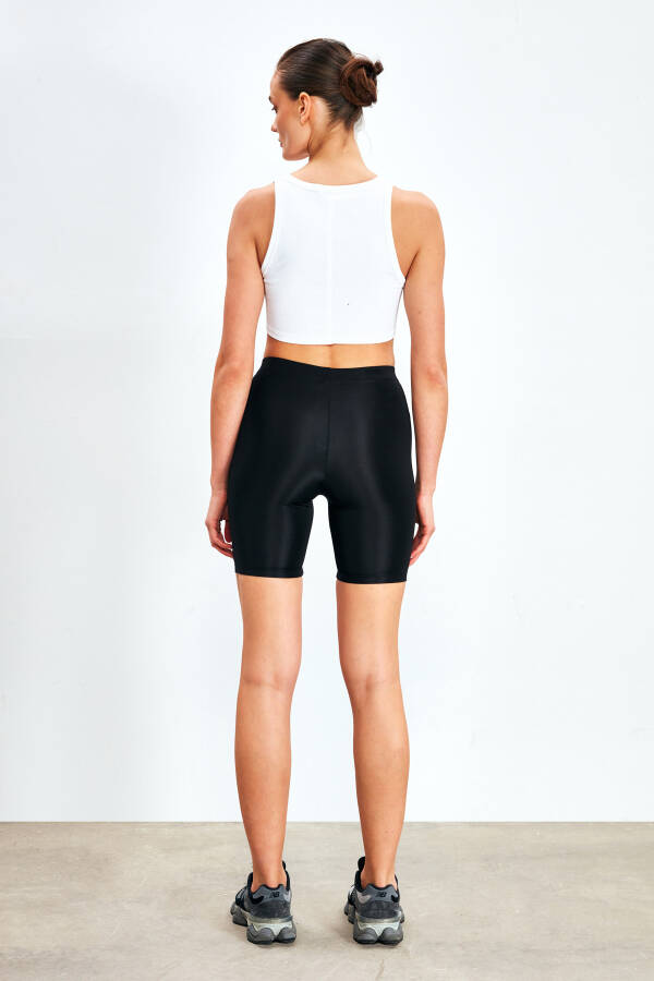 High Waisted Short Leggings - BLACK - 4