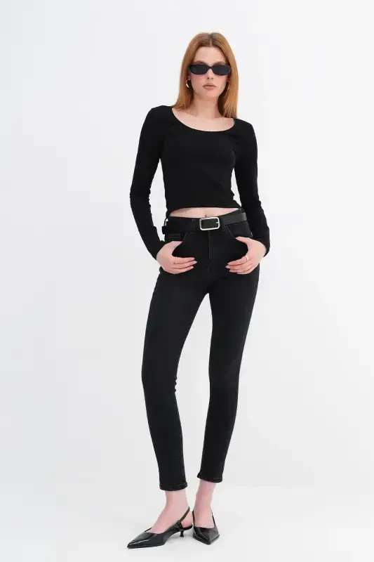 High Waisted Skinny Jeans Pn6578-pnp - 1