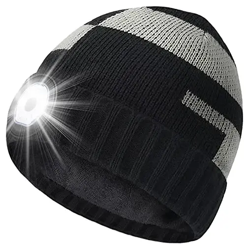 HIGHEVER LED Beanie Hat with Light: Christmas Stocking Stuffers for Men Adult Cool Gifts for Teen Boys Men Dad Winter Gifts 