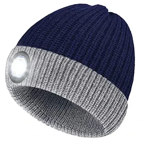 HIGHEVER LED Beanie Hat with Light: Christmas Stocking Stuffers for Men Adult Cool Gifts for Teen Boys Men Dad Winter Gifts - HIGHEVER