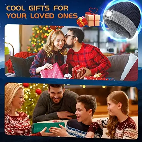HIGHEVER LED Beanie Hat with Light: Christmas Stocking Stuffers for Men Adult Cool Gifts for Teen Boys Men Dad Winter Gifts - 3