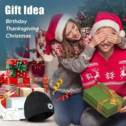 HIGHEVER LED Beanie Hat with Light: Christmas Stocking Stuffers for Men Adult Cool Gifts for Teen Boys Men Dad Winter Gifts - HIGHEVER (1)