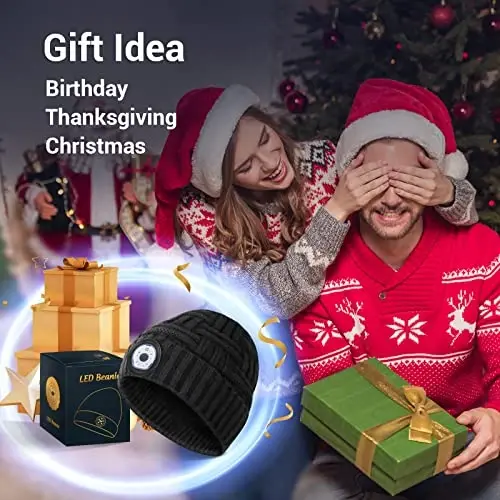 HIGHEVER LED Beanie Hat with Light: Christmas Stocking Stuffers for Men Adult Cool Gifts for Teen Boys Men Dad Winter Gifts - SHENZHEN ZHONGLINENG TECHNOLOGY CO., LTD (1)
