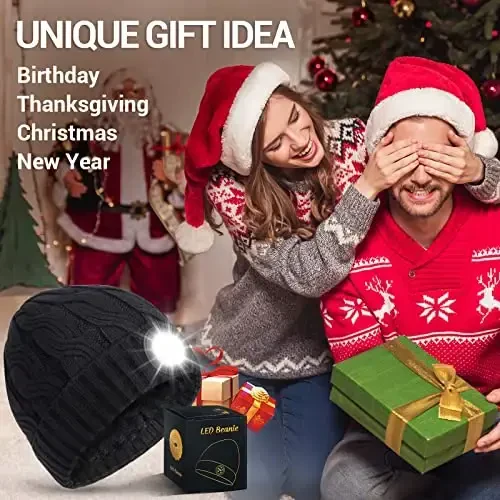 HIGHEVER LED Beanie Hat with Light: Christmas Stocking Stuffers for Men Adult Cool Gifts for Teen Boys Men Dad Winter Gifts - 2