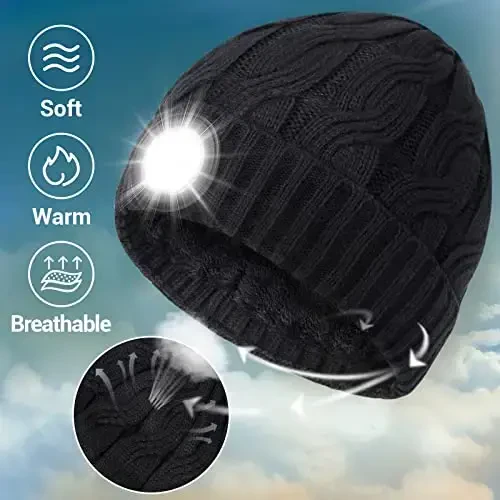 HIGHEVER LED Beanie Hat with Light: Christmas Stocking Stuffers for Men Adult Cool Gifts for Teen Boys Men Dad Winter Gifts - 3