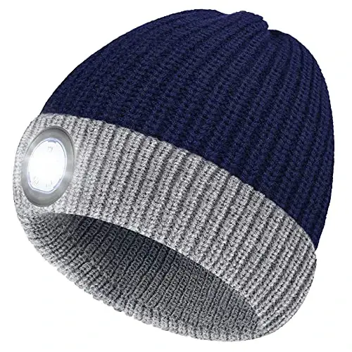 HIGHEVER LED Beanie Hat with Light: Christmas Stocking Stuffers for Men Adult Cool Gifts for Teen Boys Men Dad Winter Gifts 