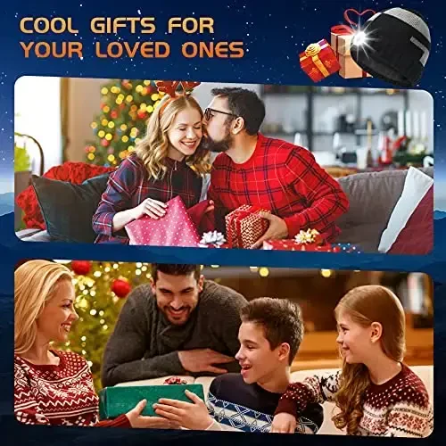 HIGHEVER LED Beanie Hat with Light: Christmas Stocking Stuffers for Men Adult Cool Gifts for Teen Boys Men Dad Winter Gifts - 3