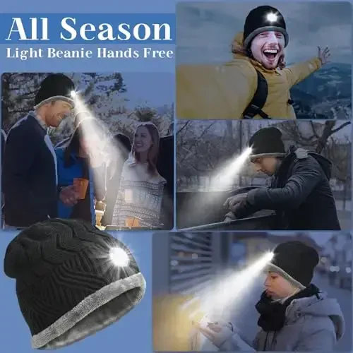HIGHEVER LED Beanie Hat with Light: Christmas Stocking Stuffers for Men Adult Winter Gift - 4