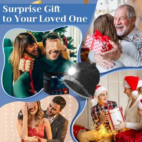 HIGHEVER LED Beanie Hat with Light: Christmas Stocking Stuffers for Men Adult Winter Gift - 6