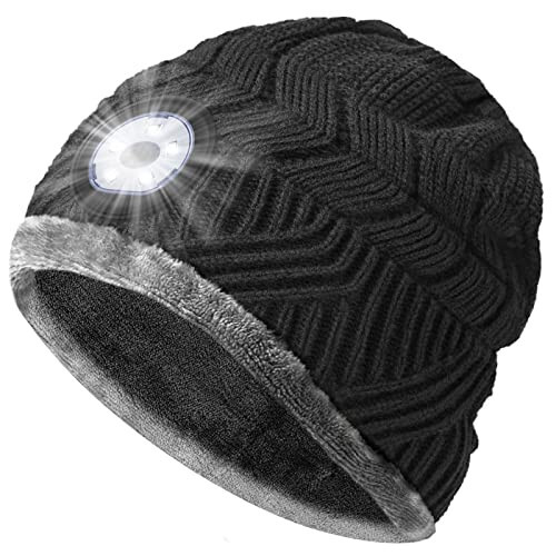 HIGHEVER LED Beanie Hat with Light - Stocking Stuffers Gifts for Men Women Flashlight Beanie with Headlamp Winter Cap - 1