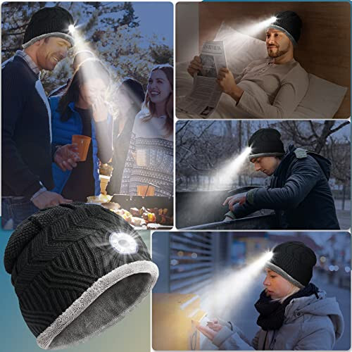 HIGHEVER LED Beanie Hat with Light - Stocking Stuffers Gifts for Men Women Flashlight Beanie with Headlamp Winter Cap - 6