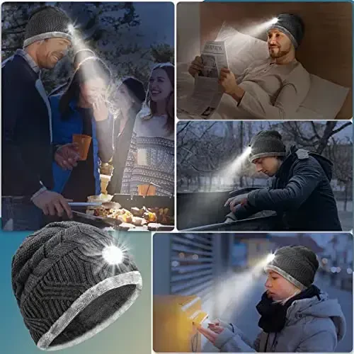 HIGHEVER LED Chiroqli Beanie Shapka: Erkaklar uchun Rojdestvo paypoqlari, O'smirlar uchun o'g'il bolalar uchun qiziqarli sovg'alar, Erkaklar Dad Qish sovg'alari - 4