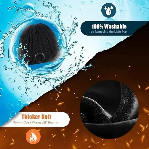 HIGHEVER LED Chiroqli shapka: Erkaklar uchun Rojdestvo paypoqlari, o'smirlar uchun qiziqarli sovg'alar, erkaklar, dad, qishki sovg'alar - 6