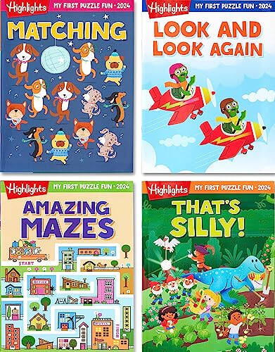 Highlights My First Puzzle Fun 2024 Puzzle Books for Kids Ages 3-6, 4-Book Set of Matching, Mazes, Spot-The-Differences, and More Travel-Friendly Screen Free Brain-Boosting Activities - 1