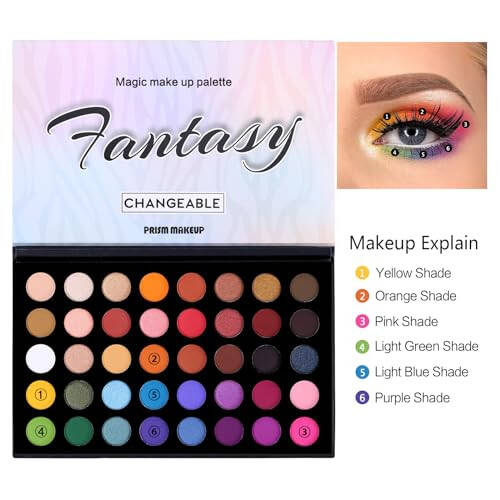 Highly Pigmented Eye Makeup Palette, Matte Shimmer Metallic Eyeshadow Pallet Long Lasting Blendable Natural Colors Make Up Eye Shadows Cosmetics Gift Kit - 5