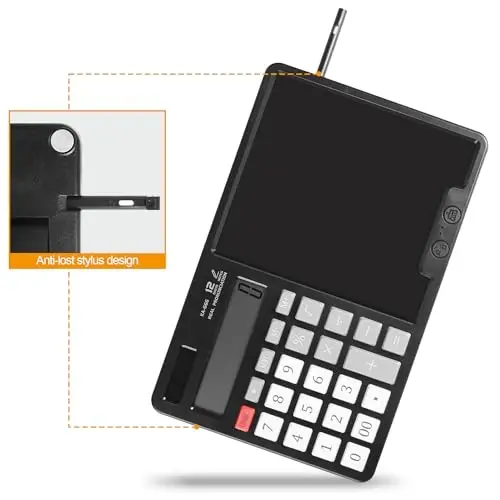 HIHUHEN Calculator with Writing Pad - Solar & Battery Dual Power Supply - 12-Digit Large Display Calculator for Business and Office Use (HY-666S) - 4