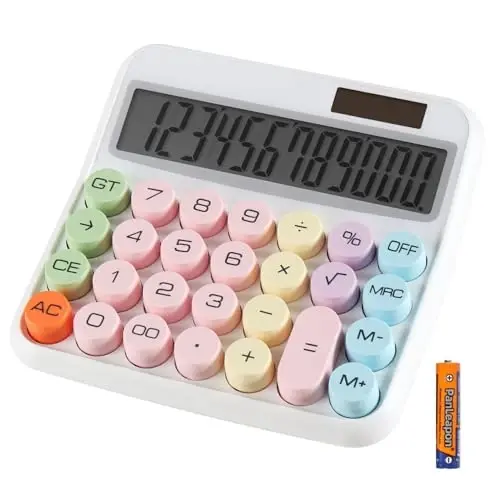 HIHUHEN Large Computer Electronic Calculator Counter Solar & Battery Power 12 Digit Display Multi-Functional Big Button for Business Office School Calculating (HY-2278) - 1
