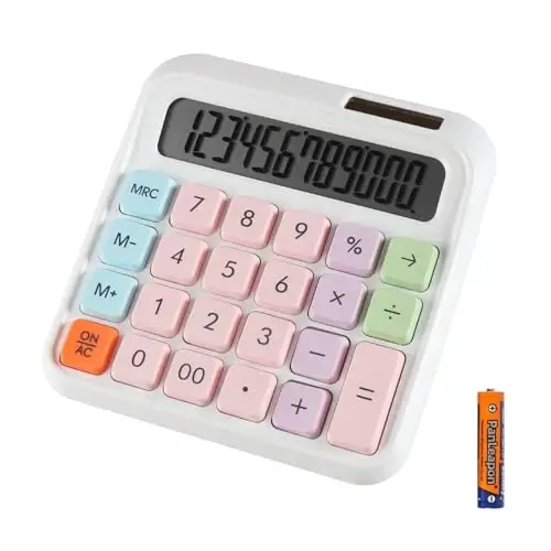 HIHUHEN Large Computer Electronic Calculator Counter Solar & Battery Power 12 Digit Display Multi-Functional Big Button for Business Office School Calculating (HY-2688) - 1