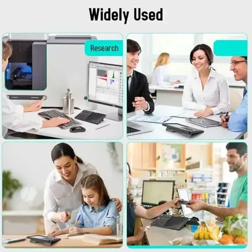 HIHUHEN Calculator with Writing Pad - Solar & Battery Dual Power Supply - 12-Digit Large Display Calculator for Business and Office Use (Black) - 7