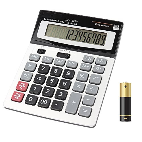 HIHULEN Large Electronic Calculator Counter Solar & Battery Power 12 Digit Display Multi-Functional Big Button for Business Office School Calculating (1 x Calculator) - 1