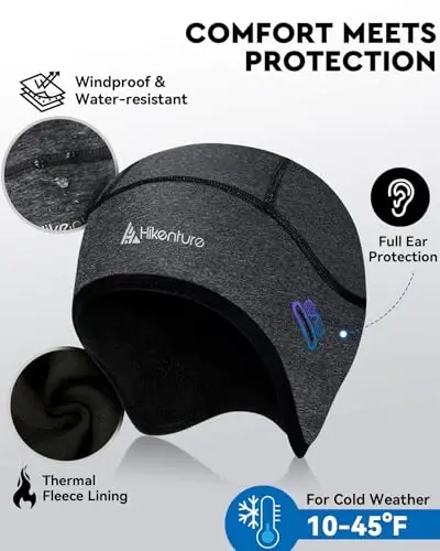 Hikenture Skull Cap Helmet Liner with Glasses Holes, Winter Thermal Cycling Cap for Men & Women, Cycling Hat Beanie - 4
