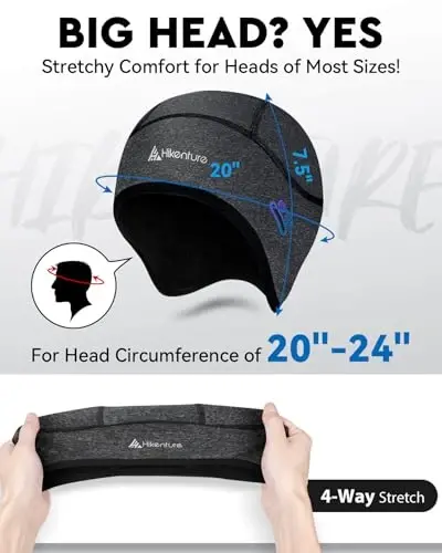 Hikenture Skull Cap Helmet Liner with Glasses Holes, Erkaklar va ayollar uchun qishki termal velosiped qalpoqli astar, velosiped shlyapa shapkasi - 6