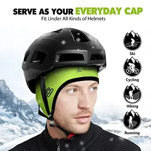 Hikenture Skull Cap Helmet Liner with Glasses Holes, Qishki Termal Velosiped Kepkasi Erkaklar va Ayollar uchun, Velosiped Shapkasi Beanie - 5
