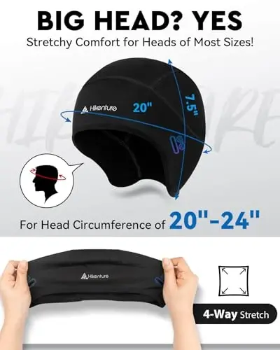 Hikenture Skull Cap Helmet Liner with Glasses Holes, Qishki termal velosiped qalpoqlari erkaklar va ayollar uchun, Velosiped shapkasi Beanie - 5