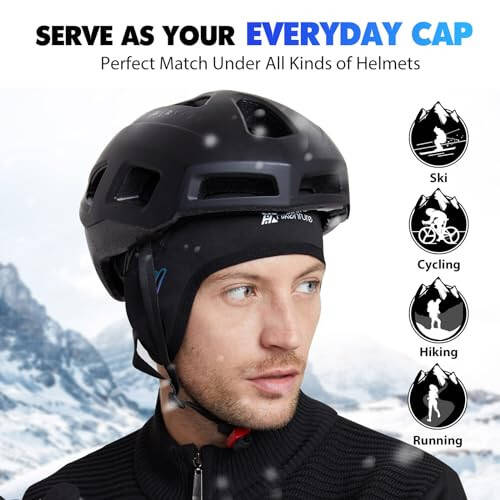 Hikenture Skull Cap Helmet Liner with Glasses Holes, Winter Thermal Cycling Cap for Men & Women, Cycling Hat Beanie - 12