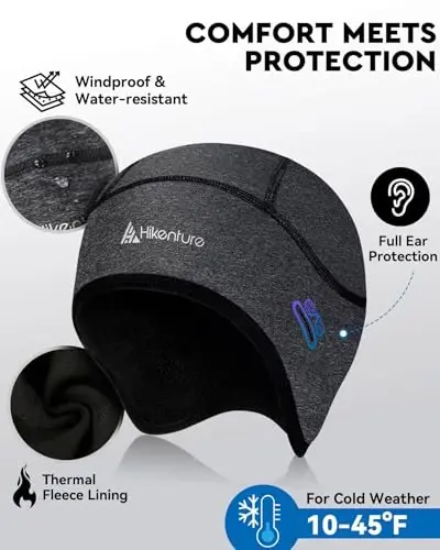 Hikenture Skull Cap Helmet Liner with Glasses Holes, Winter Thermal Cycling Cap for Men & Women, Cycling Hat Beanie - 3
