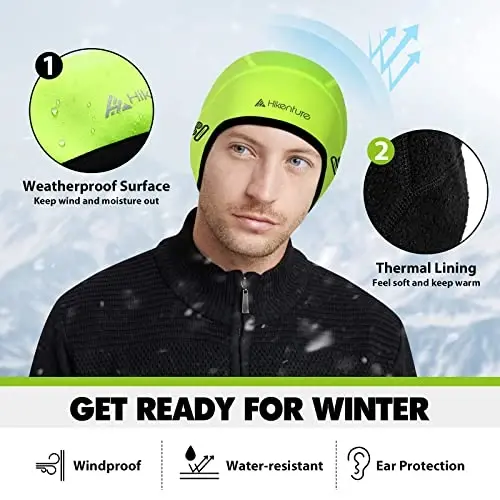 Hikenture Skull Cap Helmet Liner with Glasses Holes, Winter Thermal Cycling Cap for Men & Women, Cycling Hat Beanie - 4