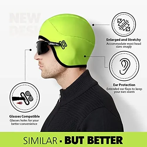 Hikenture Skull Cap Helmet Liner with Glasses Holes, Winter Thermal Cycling Cap for Men & Women, Cycling Hat Beanie - 2