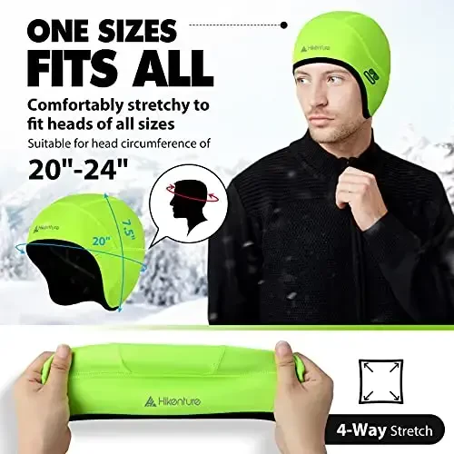 Hikenture Skull Cap Helmet Liner with Glasses Holes, Winter Thermal Cycling Cap for Men & Women, Cycling Hat Beanie - 6