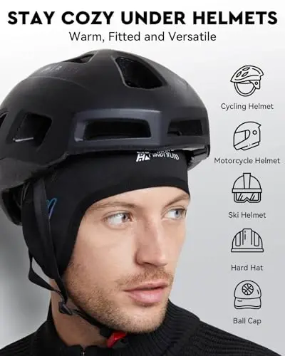 Hikenture Skull Cap Helmet Liner with Glasses Holes, Winter Thermal Cycling Cap for Men & Women, Cycling Hat Beanie - 4