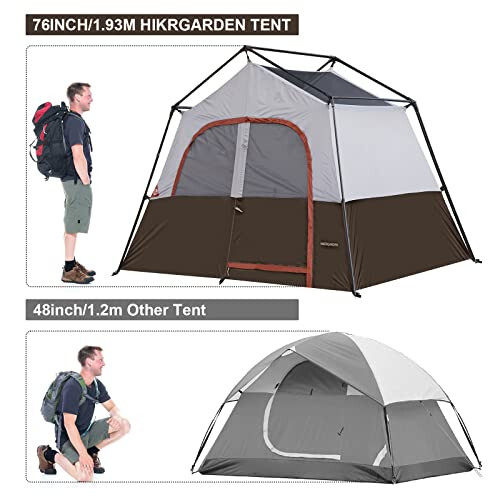 HIKERGARDEN 6 Person Camping Tent - Portable Easy Set Up Family Tent for Camp, Windproof Fabric Cabin Tent Outdoor for Hiking, Backpacking, Traveling - 3