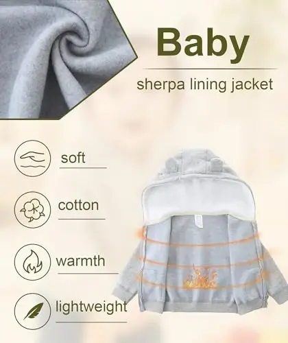 Hikido Baby Girls Boys Warm Adorable Hooded Zip Coat for Fall Spring Outerwear 3-24M Kids Jacket - 3