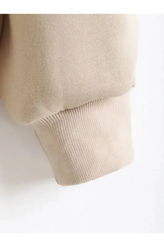 hila moda Modern tasarımlı büyük beden hırka-BEJ - 4