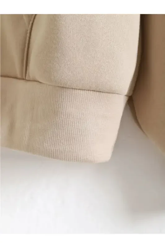 hila moda Zamonaviy dizayndagi katta o'lchamli kardigan-BEJ - 5