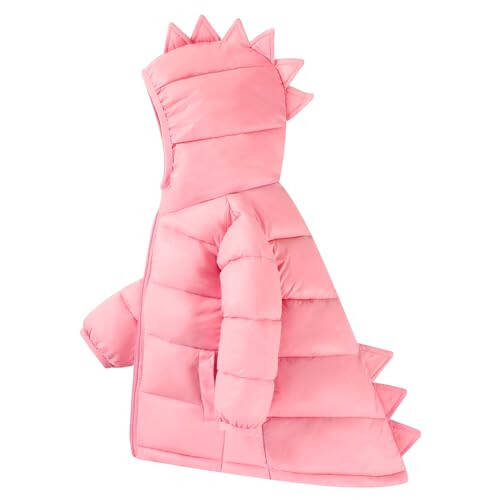 HILEELANG Baby Toddler Boy Girl Winter Dinosaur Hooded Puffer Jackets Coats Warm Zip-UP Padded Outerwear - 1